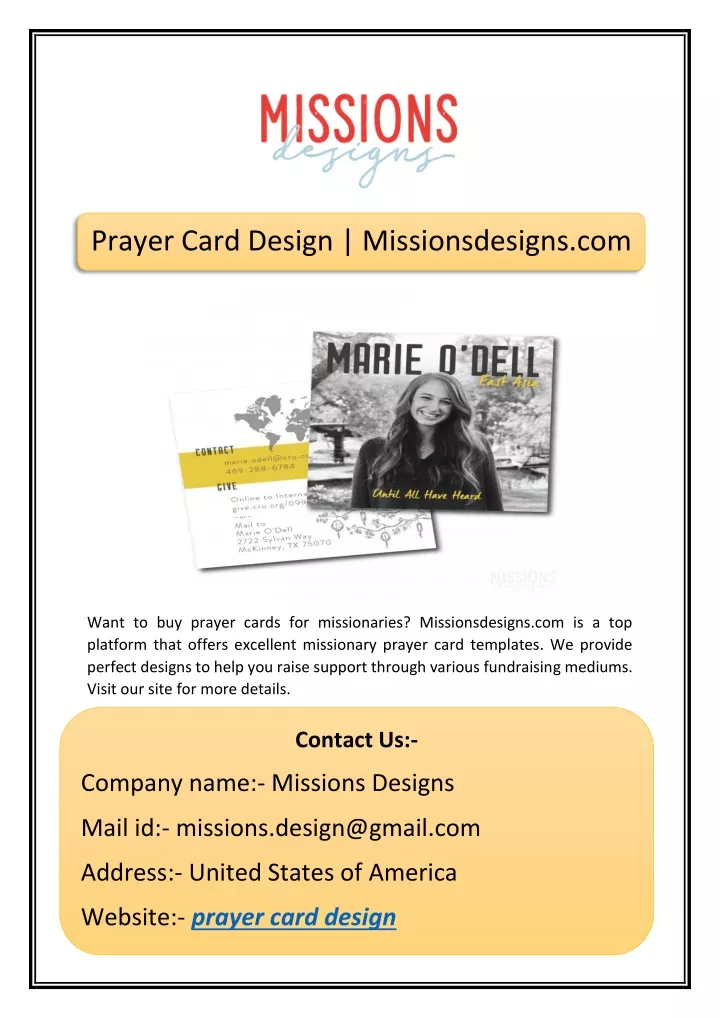 prayer card design missionsdesigns com