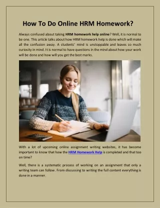 How To Do Online HRM Homework?