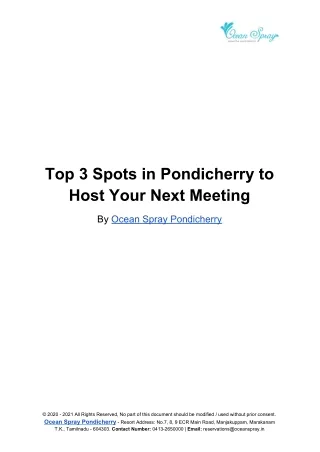 Top 3 Spots in Pondicherry to Host Your Next Meeting