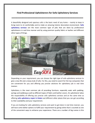 Find Professional Upholsterers for Sofa Upholstery Services