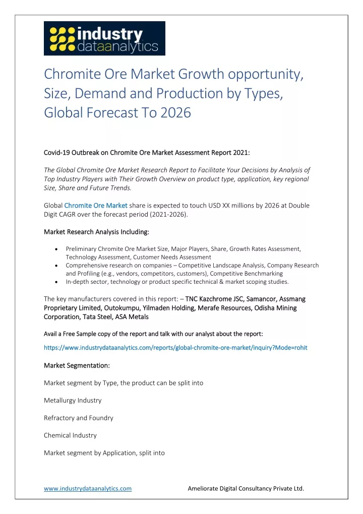 chromite ore market growth opportunity size