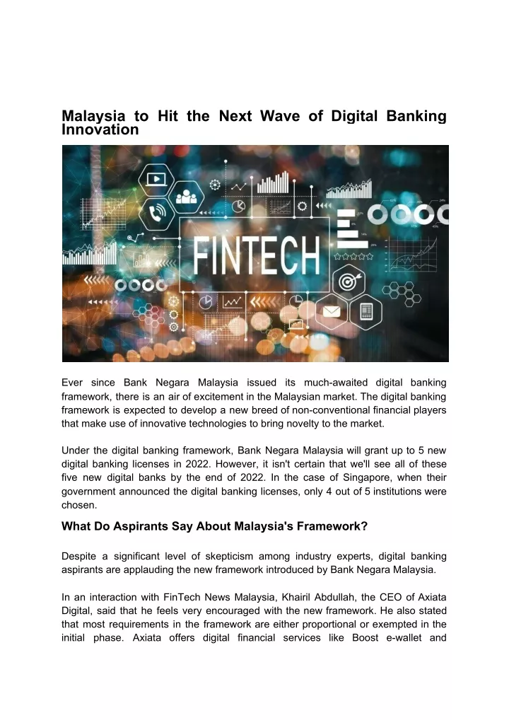 malaysia to hit the next wave of digital banking