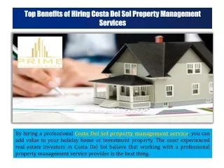 Top Benefits of Hiring Costa Del Sol Property Management Services
