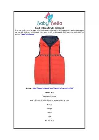 Coats for Baby Boys | Happybabybella.com