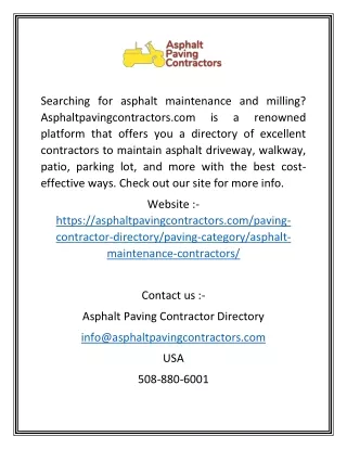 Asphalt Maintenance | Asphaltpavingcontractors.com