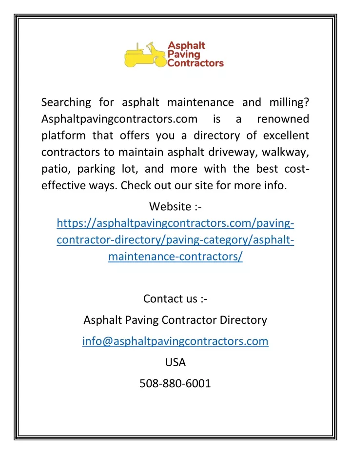 searching for asphalt maintenance and milling