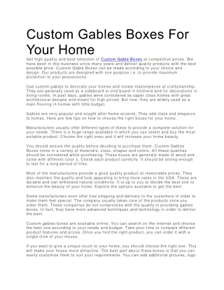 custom gables boxes for your home get high
