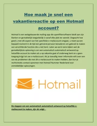 Hoe maak je snel een vakantiereactie op een Hotmail account?
