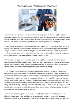 plumbing services what exactly do they provide