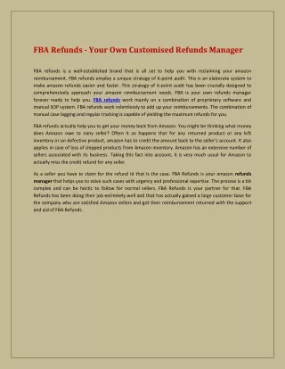 fba refunds your own customised refunds manager