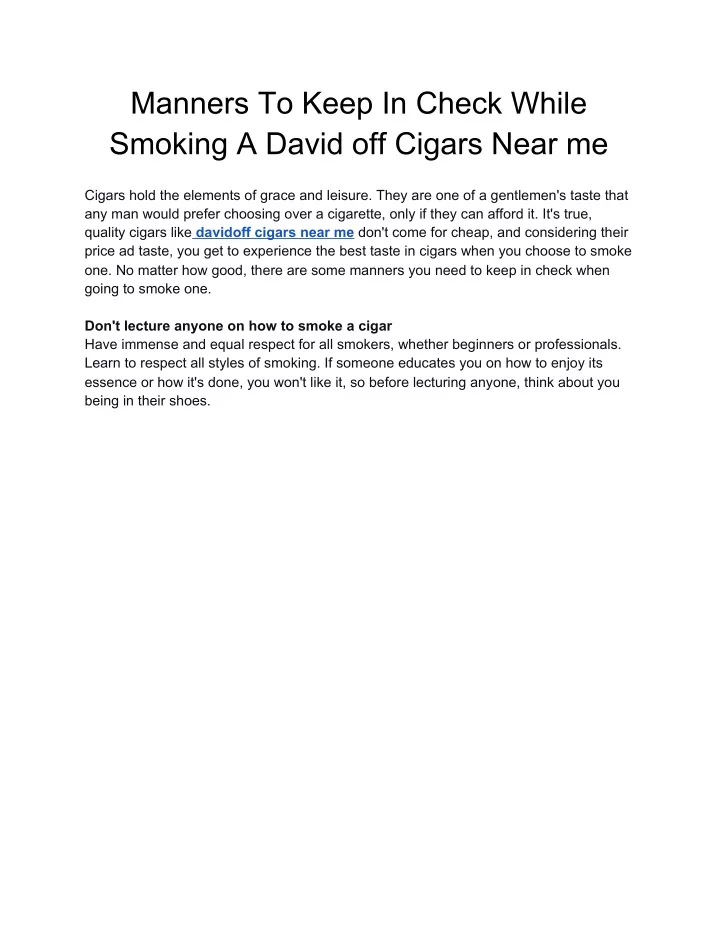 manners to keep in check while smoking a david