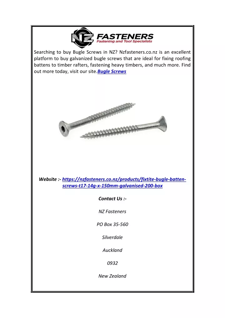 searching to buy bugle screws in nz nzfasteners