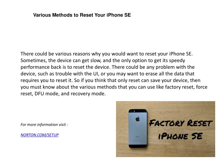 various methods to reset your iphone se