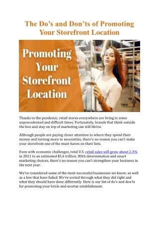 The Do’s and Don’ts of Promoting Your Storefront Location