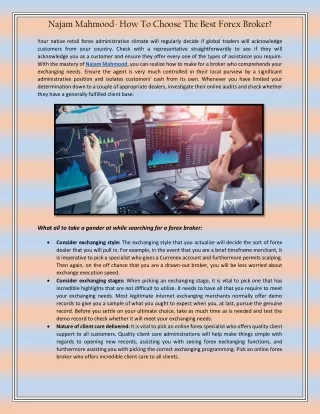 Najam Mahmood- How To Choose The Best Forex Broker?