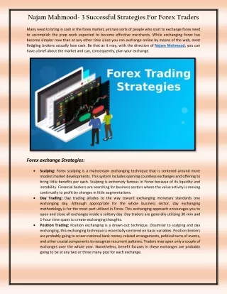 Najam Mahmood- 3 Successful Strategies For Forex Traders