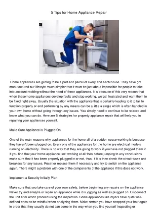 5 tips for home appliance repair