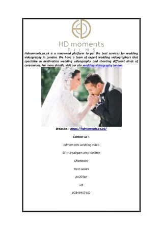 Wedding Videography London | Hdmoments.co.uk