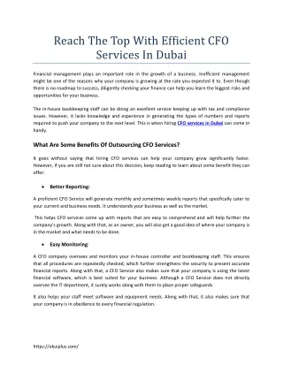 Reach The Top With Efficient CFO Services In Dubai