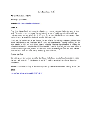 zero down lease deals