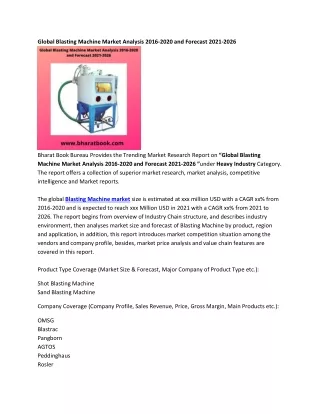 global blasting machine market analysis 2016 2020