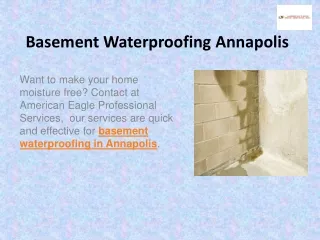 Basement Waterproofing Anneapolis