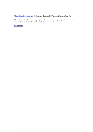 alliance recruitment agency it placement company