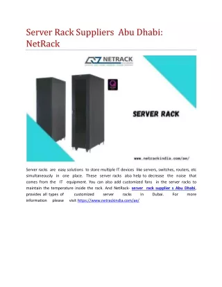 Server Rack Suppliers Abu Dhabi: NetRack