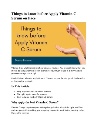 things to know before apply vitamin c serum