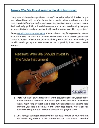 reasons why we should invest in the viola