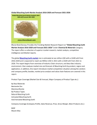 global bleaching earth market analysis 2016 2020