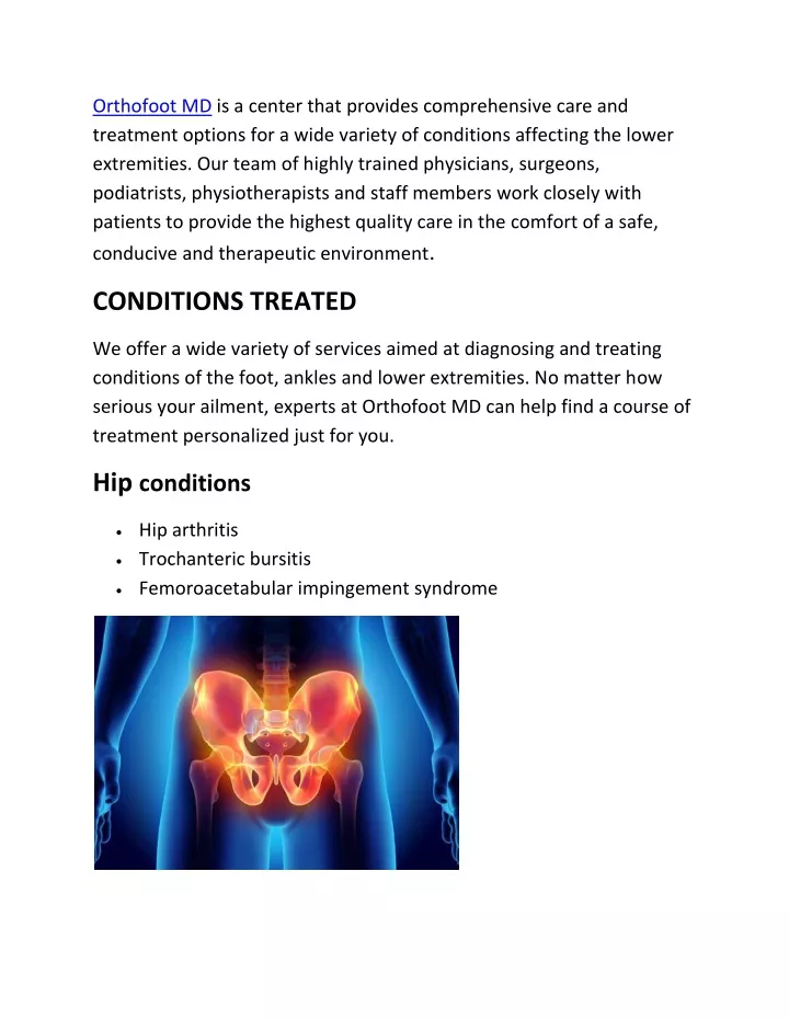 orthofoot md is a center that provides