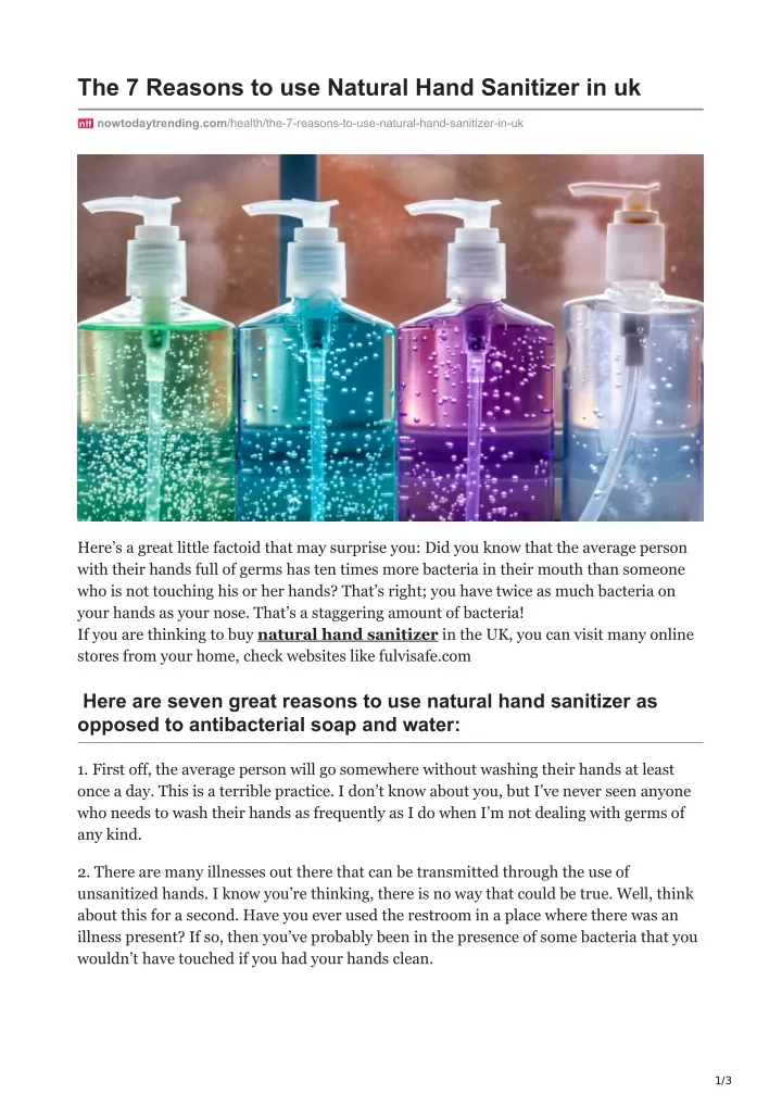 the 7 reasons to use natural hand sanitizer in uk