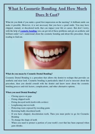 what is cosmetic bonding and how much does it cost