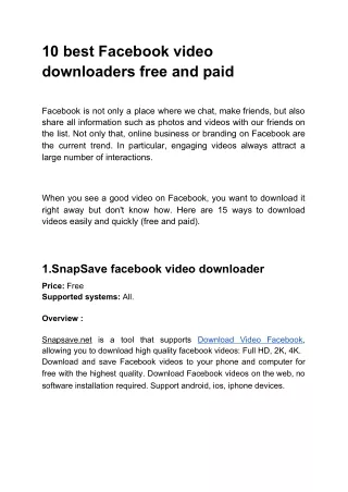 10 best facebook video downloaders free and paid