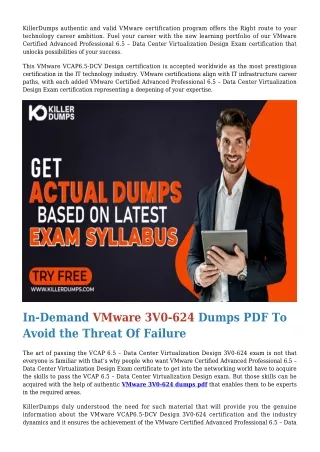 Recently NeW & Updated VMware 3V0-624 Dumps PDF