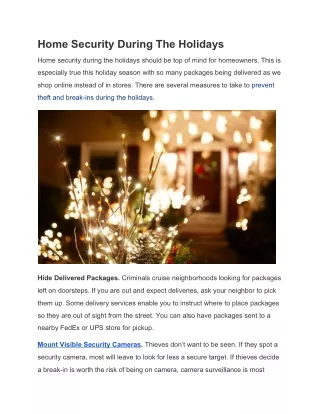 home security during the holidays