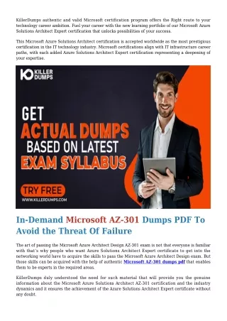 Recently NeW & Updated Microsoft AZ-301 Dumps PDF