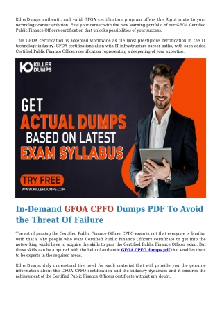 Recently NeW & Updated GFOA CPFO Dumps PDF