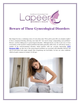 Beware of These Gynaecological Disorders