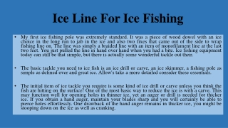 Ice material for Ice Fishing