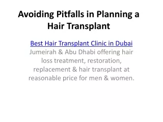 avoiding pitfalls in planning a hair transplant