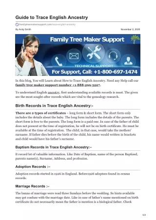 Guide to Trace English Ancestry