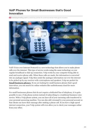 VoIP Phones for Small Businesses that's Good Innovation