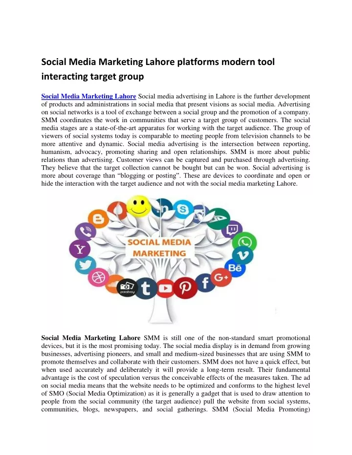 social media marketing lahore platforms modern