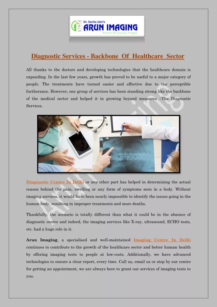 diagnostic services backbone of healthcare sector