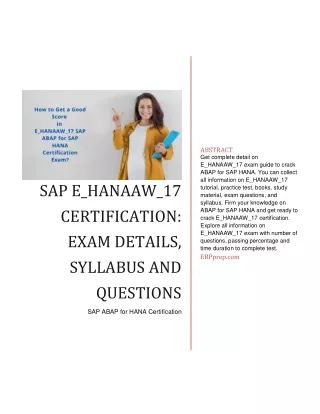 abstract get complete detail on e hanaaw 17 exam
