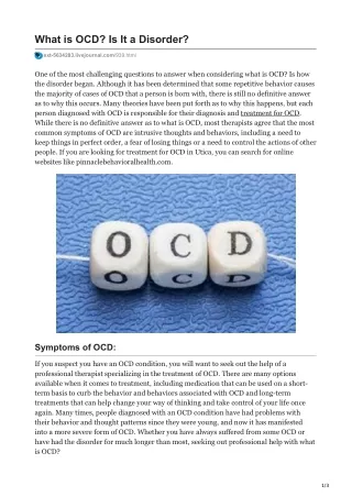 what is ocd is it a disorder