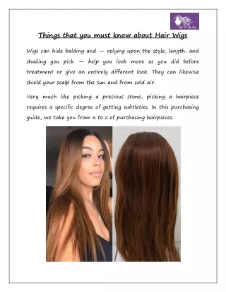Things that you must know about Hair Wigs