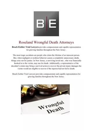 Roseland Wrongful Death Attorneys